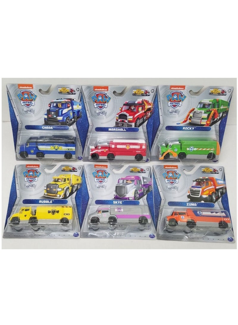 Paw Patrol Big Truck Pups True Metal Vehicle 1:55 Scale Die-Cast 1 Piece Assorted