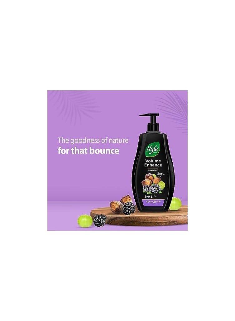 Nyle Naturals Volume Enhance Anti Hairfall Shampoo With Reetha And Blackberry Gentle and soft shampoo PH balanced and Paraben free