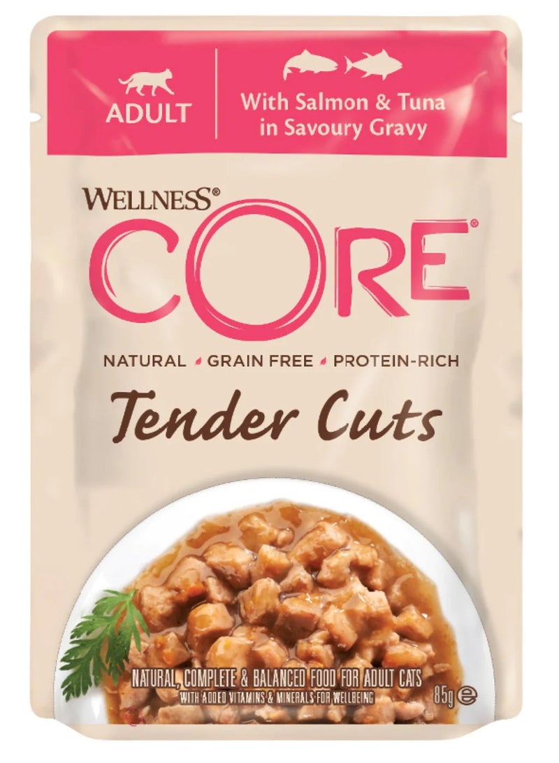 Core Tender Cuts with Salmon & Tuna in Savoury Gravy for Adult Cats 85g Pack of 8