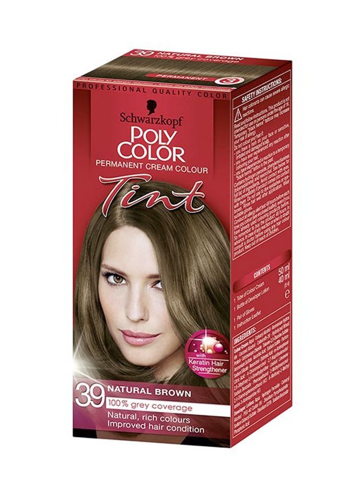 PROFESSIONAL POLY COLOR TINT PERMANENT CREAM COLOUR (39 - Natural Brown)