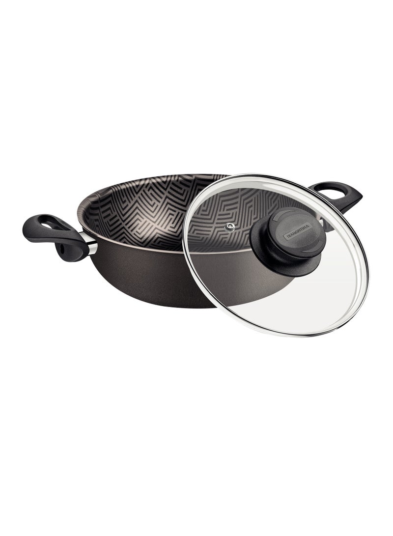 Paris Texture 24cm Black Aluminum Skillet with Interior and Exterior Starflon Max PFOA Free Nonstick Coating