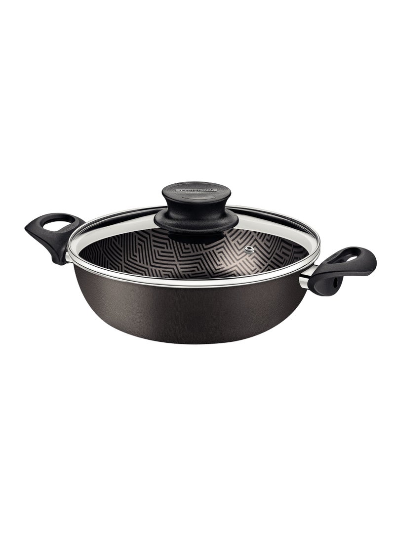 Paris Texture 24cm Black Aluminum Skillet with Interior and Exterior Starflon Max PFOA Free Nonstick Coating