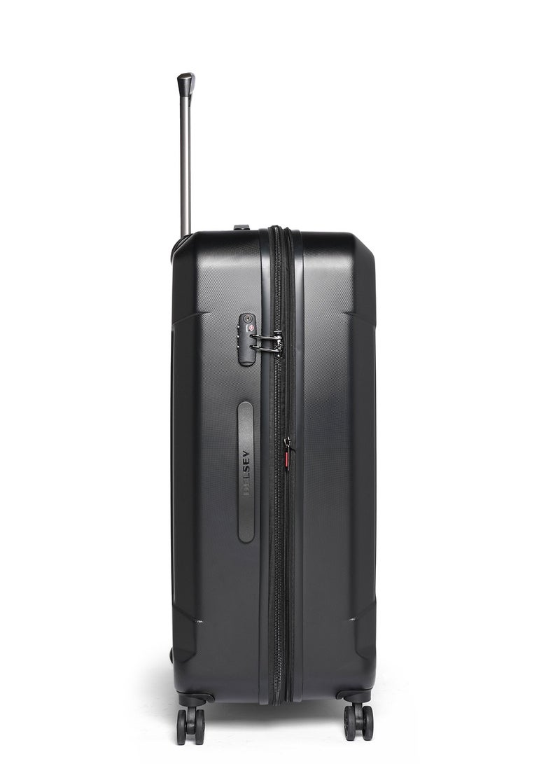 Delsey Depart Hard 80cm Hardcase 4 Double Wheel Expandable Check-In Luggage Trolley Case Black - 00314583000 X9