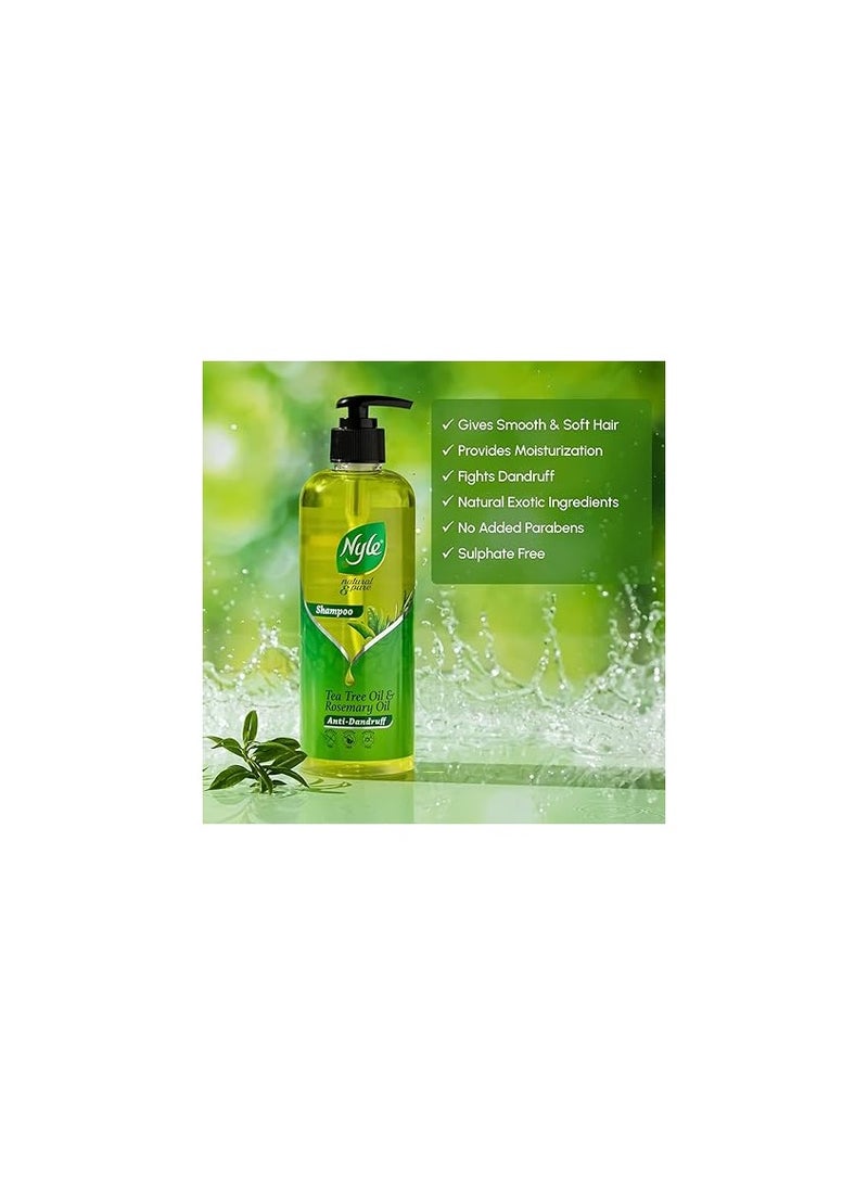 Nyle Natural Pure Anti Dandruff Shampoo With Goodness Of Tea Tree Oil Rosemary Oil For Men Women No Paraben And No Sulphate