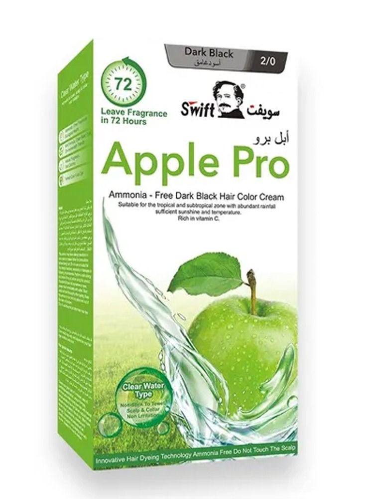 Apple Pro Ammonia free Hair Color Cream No. 2 Dark Black 1000ml