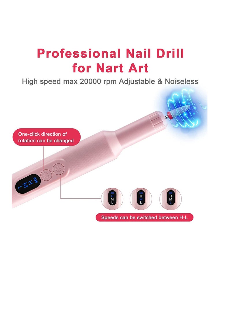 Electric Nail Drill, 13 in 1 Electric Manicure and Pedicure Kit, Portable Nail Drill, Adjustable Speed Electric Nail Drill for Home and Salon Use