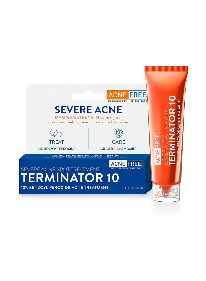 Terminator 10 Acne Spot Treatment with 10% Benzoyl Peroxide Acne Cream