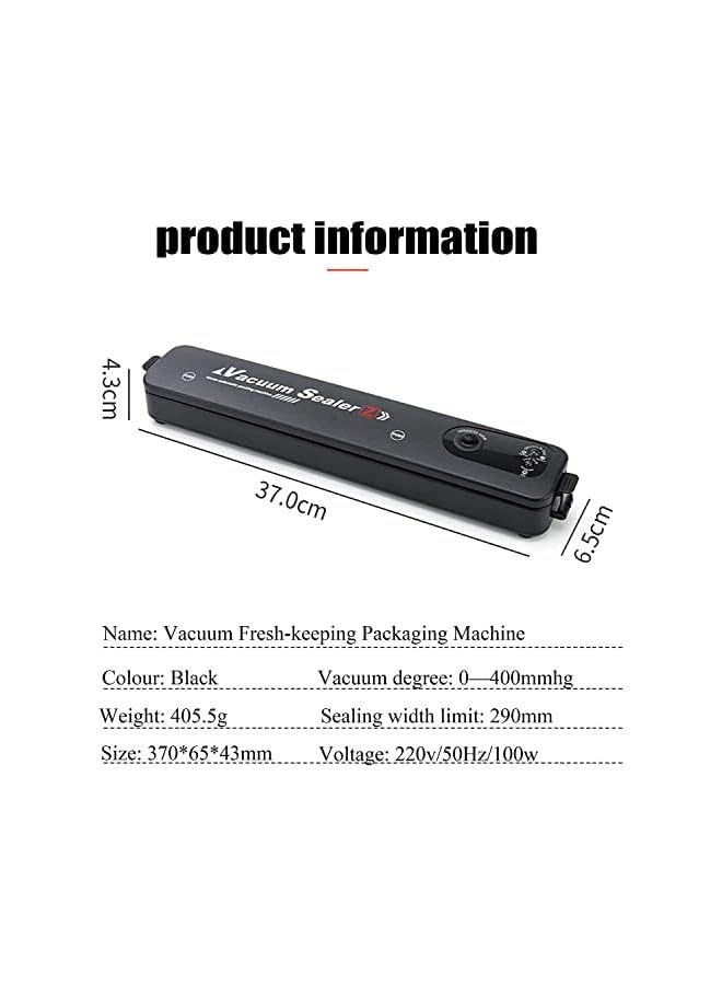 Food Vacuum Sealer Machine,Vacuum Packing Machine,Heat Sealer,Black Food Vacuum Sealing Machine, Equipped With 10 Sealed Bags For Food Preservation.