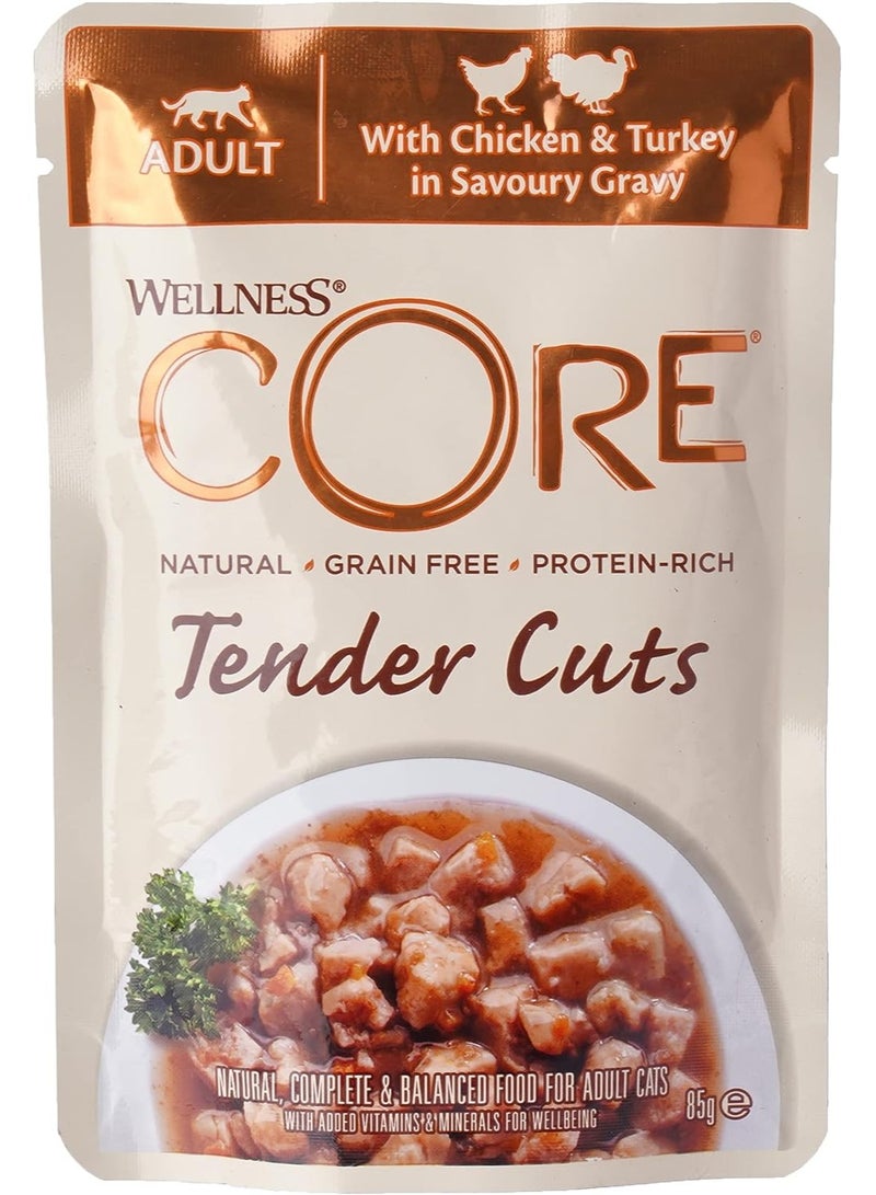 Core Tender Cuts with Chicken & Turkey in Savoury Gravy for Adult Cats 85g Pack of 8