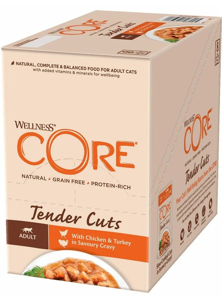 Core Tender Cuts with Chicken & Turkey in Savoury Gravy for Adult Cats 85g Pack of 8