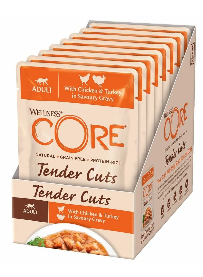 Core Tender Cuts with Chicken & Turkey in Savoury Gravy for Adult Cats 85g Pack of 8