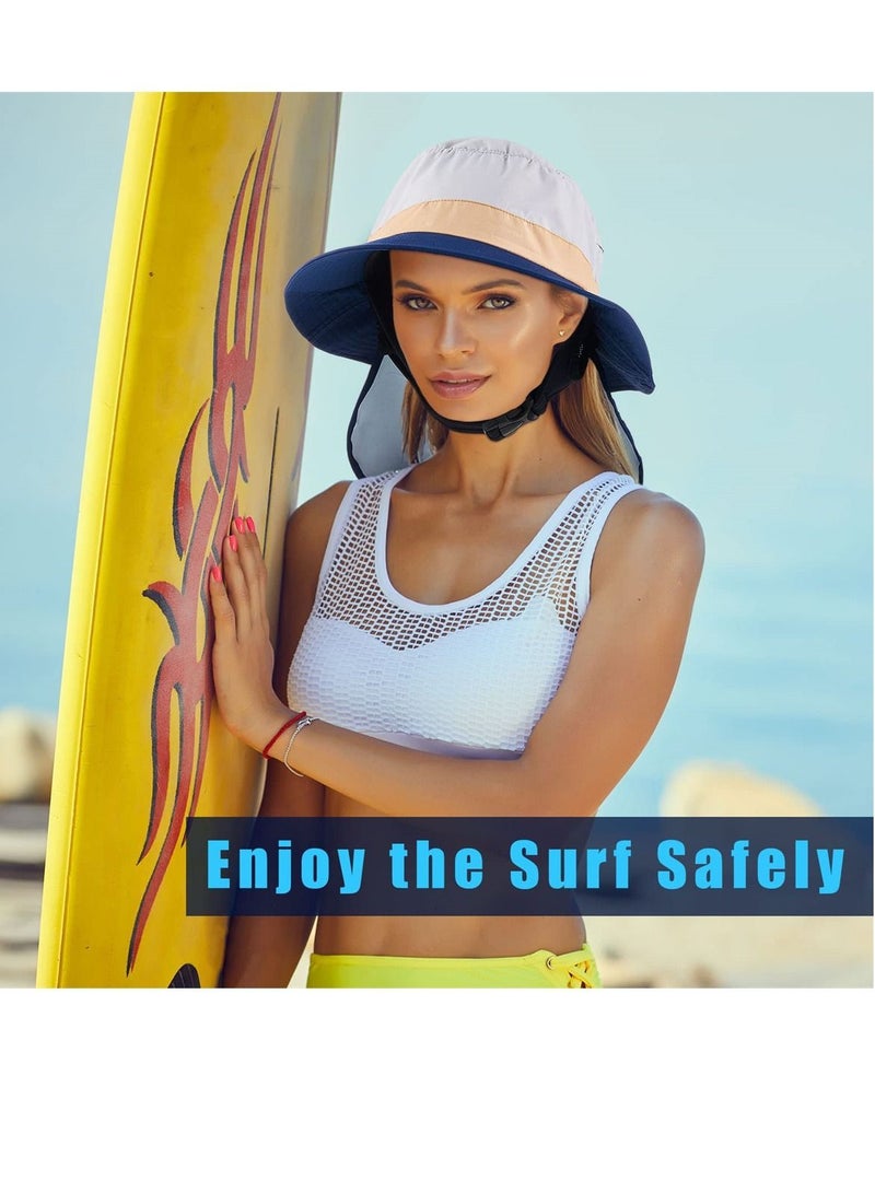 Surf Bucket Hat with Neck Flap, Waterproof Fishing for Men and Women, Outdoor UV Sun Protection Wide Brim Hat, Ideal Surfing, Boating, Water Sports