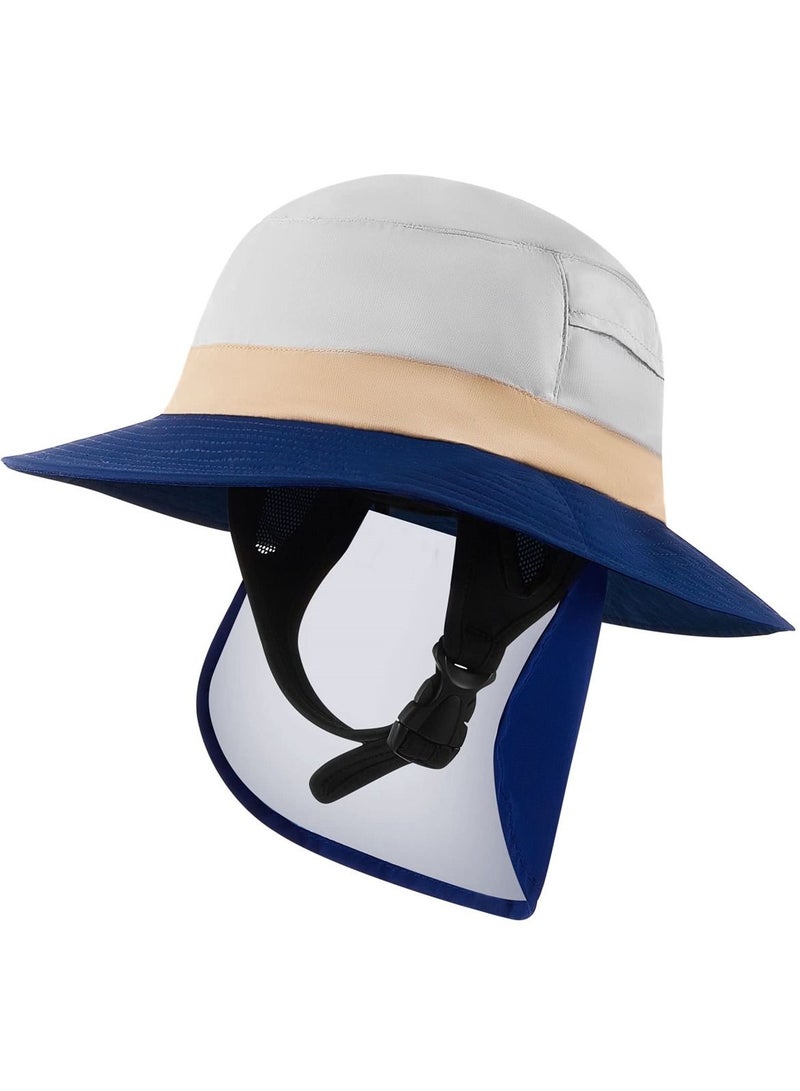 Surf Bucket Hat with Neck Flap, Waterproof Fishing for Men and Women, Outdoor UV Sun Protection Wide Brim Hat, Ideal Surfing, Boating, Water Sports