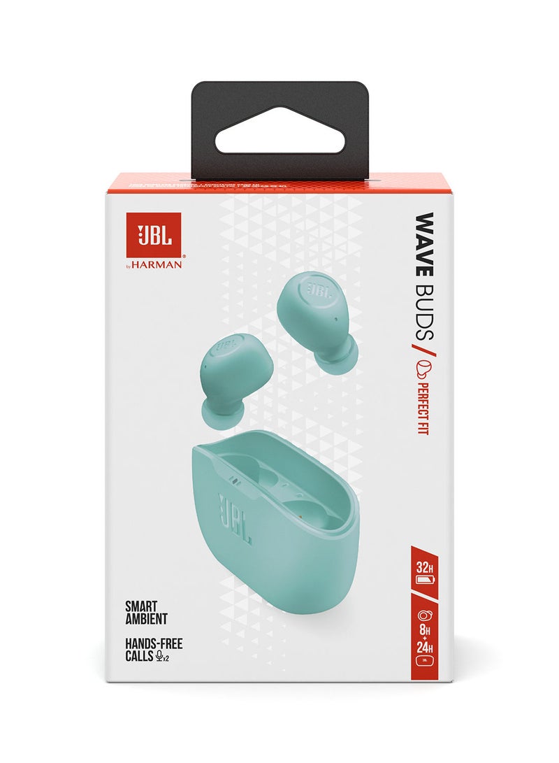 Wave Buds True Wireless Earbuds Deep Bass Comfortable Fit 32H Battery Smart Ambient Technology Hands Free Call Water And Dust Resistant Mint