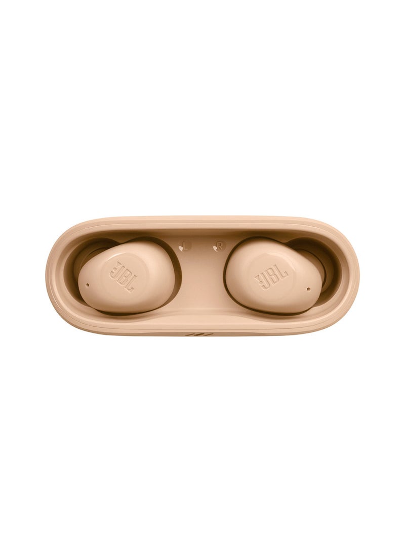 Wave Buds True Wireless Earbuds Deep Bass Comfortable Fit 32H Battery Smart Ambient Technology Hands Free Call Water And Dust Resistant Beige