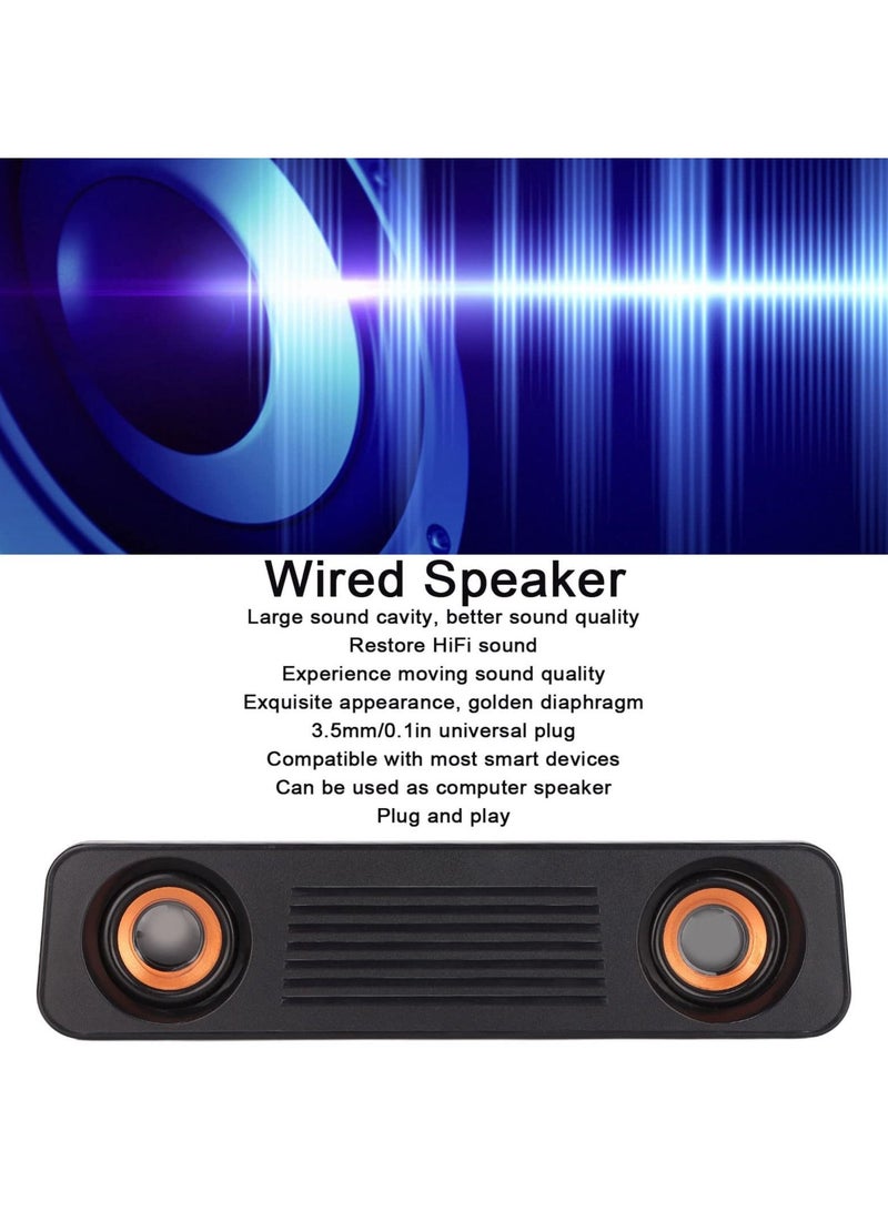 Wired Soundbar, TV Sound Bar with Subwoofer, USB HiFi 360 Degree Stereo Desktop Speaker, Home Theater Surround Sound System Speaker, for TV Gaming Projector