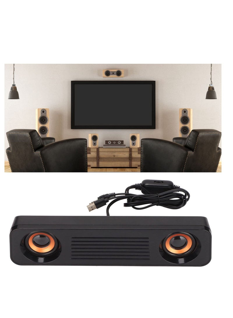 Wired Soundbar, TV Sound Bar with Subwoofer, USB HiFi 360 Degree Stereo Desktop Speaker, Home Theater Surround Sound System Speaker, for TV Gaming Projector