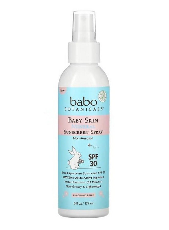 Baby Skin Mineral Sunscreen Spray SPF 30 Fragrance Free 6 fl oz 177 ml