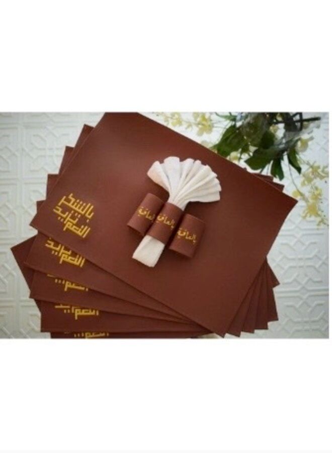 Leather placemat and napkin leather ring holder- set of 6