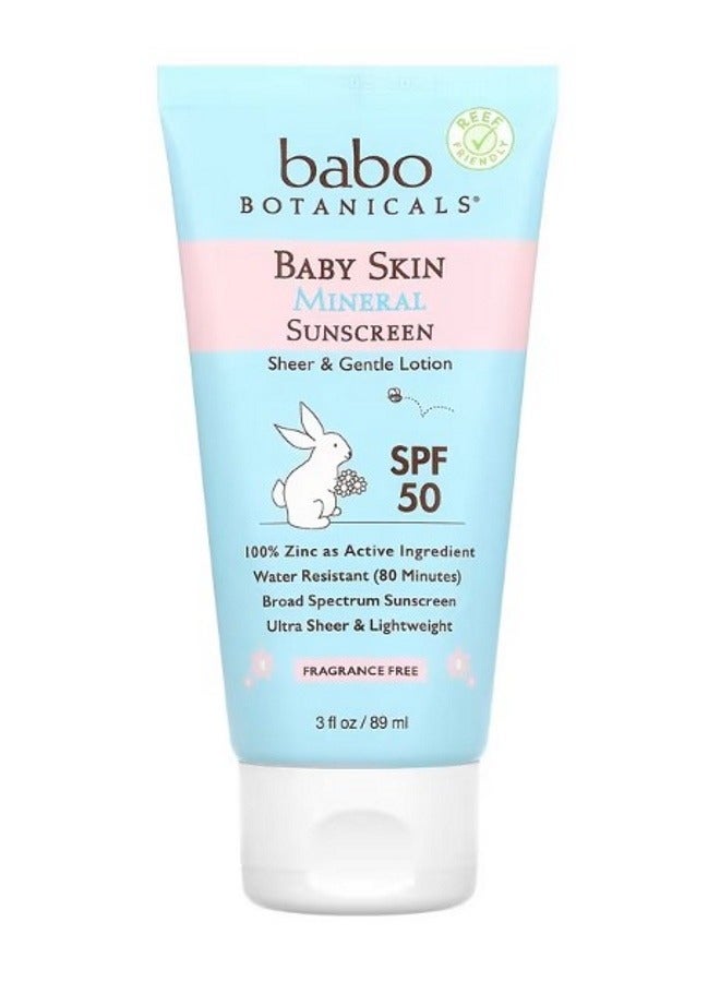 Baby Skin Mineral Sunscreen Lotion SPF 50 Fragrance Free 3 fl oz 89 ml