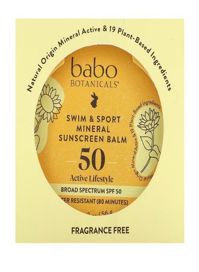 Swim  Sport Mineral Sunscreen Balm SPF 50 Fragrance Free 2 oz 56 g