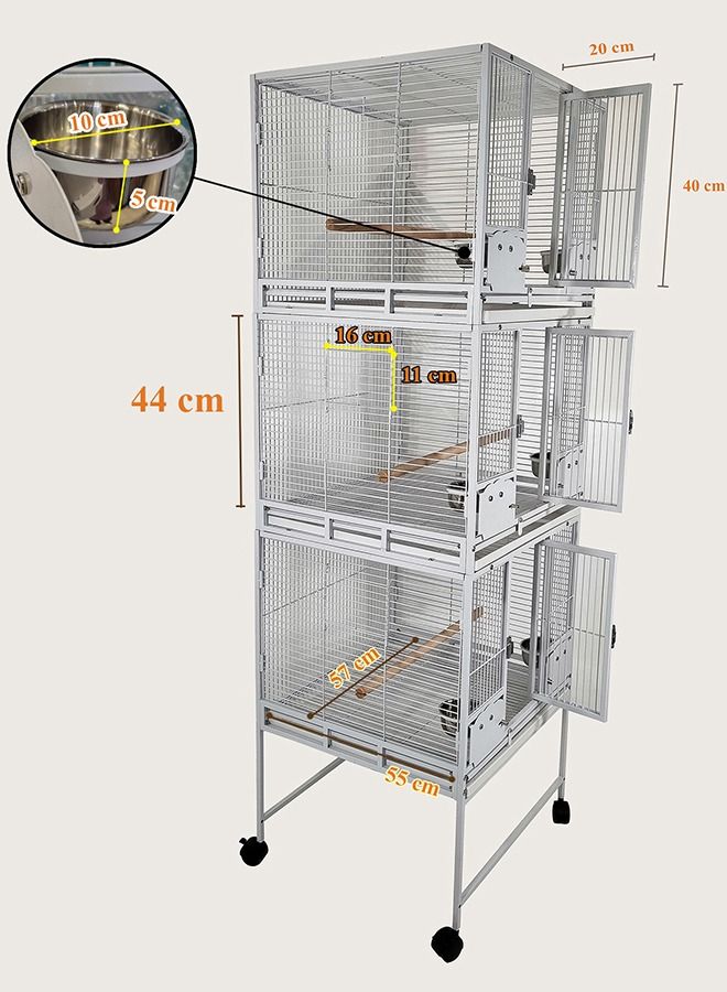 Birds Metal Cage With Multiple Compartments Having Plastic Base for Parrots Easy to Assemble