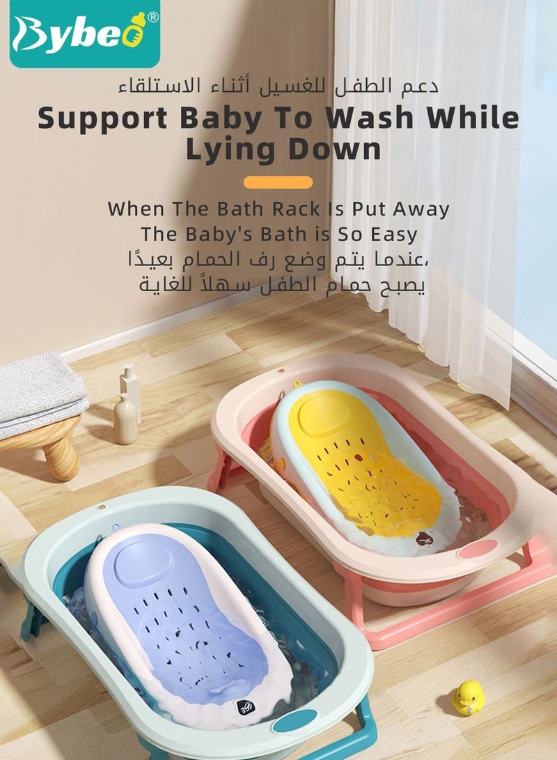 8 PCS Baby Bath Chair,Clean Cradle, Infant Bather Support with Temperature Sensing + Hair Washing Shampoo Cup + Brush + 2 Ducks + 3 Ocean Balls for Newborn to Toddler Use in the Sink or Bathtub