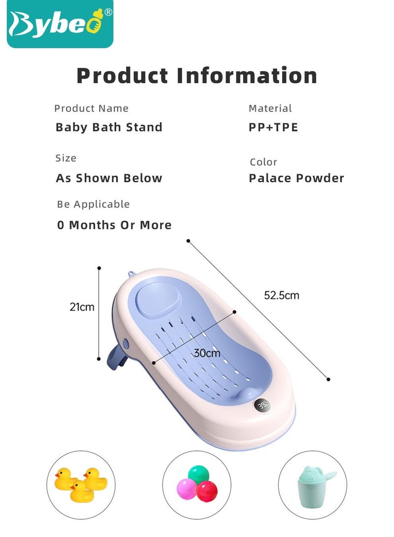 8 PCS Baby Bath Chair,Clean Cradle, Infant Bather Support with Temperature Sensing + Hair Washing Shampoo Cup + Brush + 2 Ducks + 3 Ocean Balls for Newborn to Toddler Use in the Sink or Bathtub