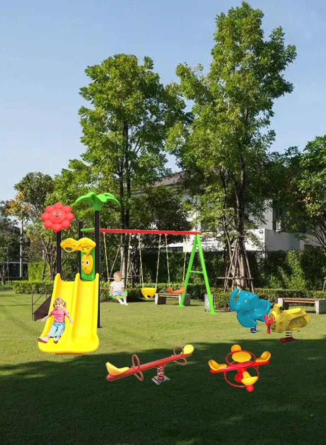 Plastic Kids Outdoor Playground Equipment with Swing and Slide Seesaw Playset