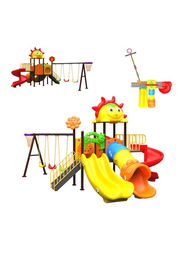 Safe And Sturdy Kindergarten Outdoor Children Play Area 76mm Tube Slide Playground Rocking Horse