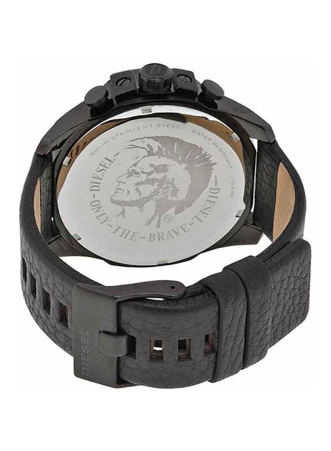 men Only The Brave Round Shape Leather Band Chronograph Wrist Watch 51 mm - Black - DZ4291