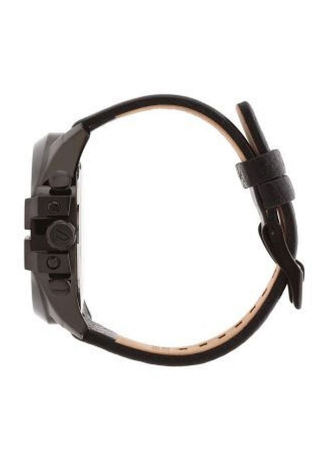 men Only The Brave Round Shape Leather Band Chronograph Wrist Watch 51 mm - Black - DZ4291