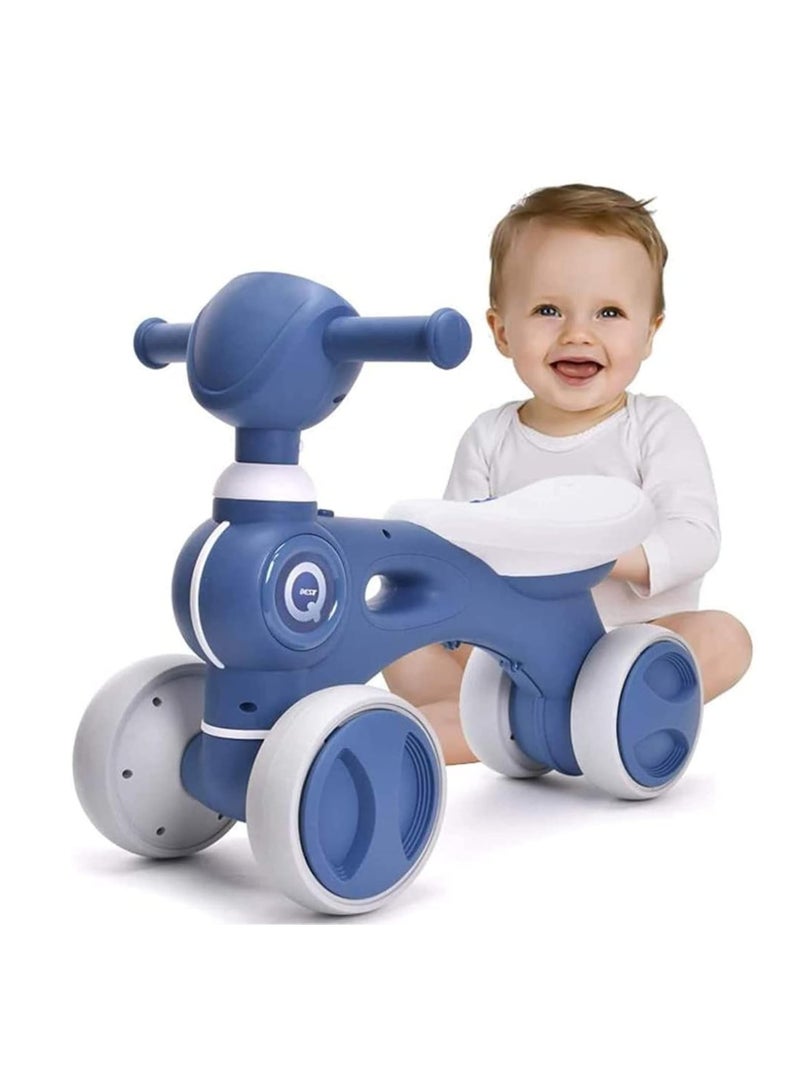 Baby Balance Bike, Toddler Walker Bike Toy with Music & Light 4 Wheels for 10-36 Months Kids (blue)