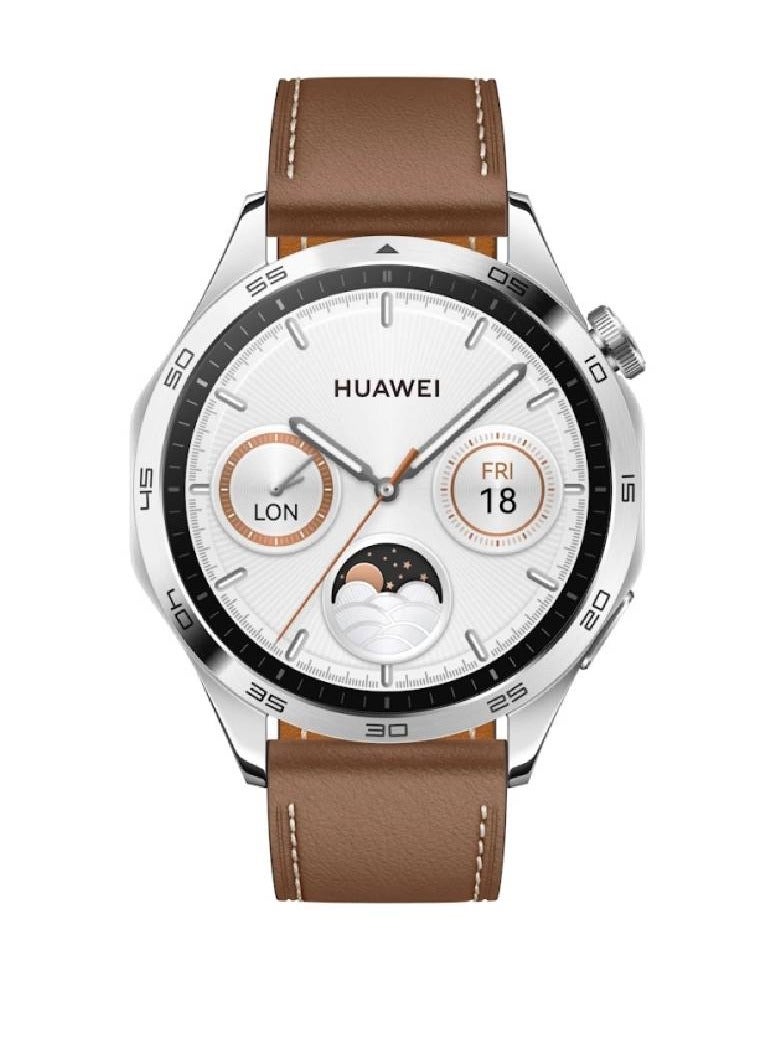 Replacement Genuine Leather Adjustable Wrist Strap 22mm For Huawei Watch GT 4 46mm Brown