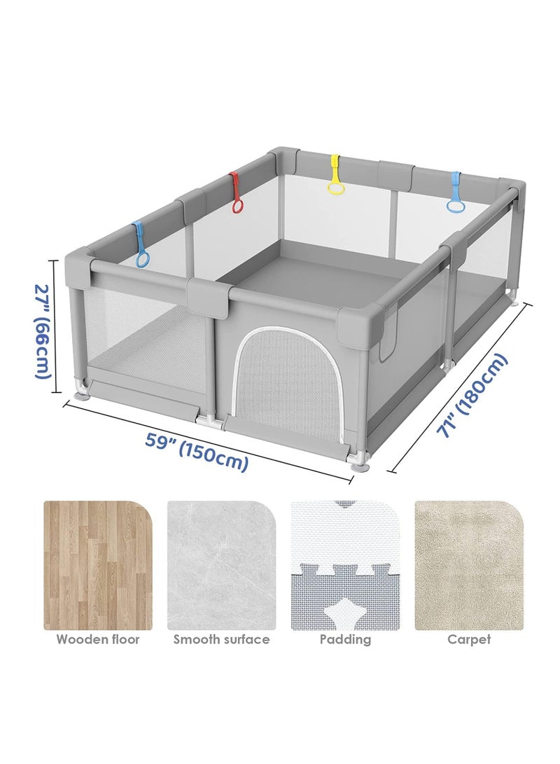 Baby Playpen, Playpen fance for Toddlers, Extra Large Baby Playard with Gate, Infant Safety Activity Center, Sturdy Playpen 150 * 180 * 66 CM With Balls and Handrails