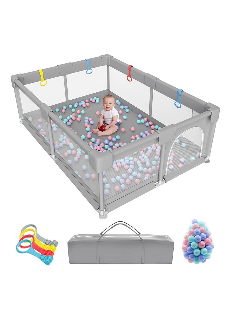 Baby Playpen, Playpen fance for Toddlers, Extra Large Baby Playard with Gate, Infant Safety Activity Center, Sturdy Playpen 150 * 180 * 66 CM With Balls and Handrails