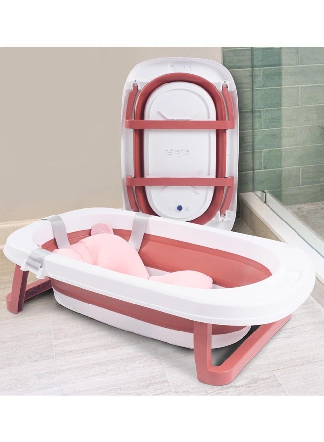Baybee Avery Foldable Baby Bath Tub for Kids, Baby Bath Seat with Soft Cushion & Drainer, Kids Bathtub for Baby with Non-Slip Base, Kids baby bath tub for 0 to 2 years Old