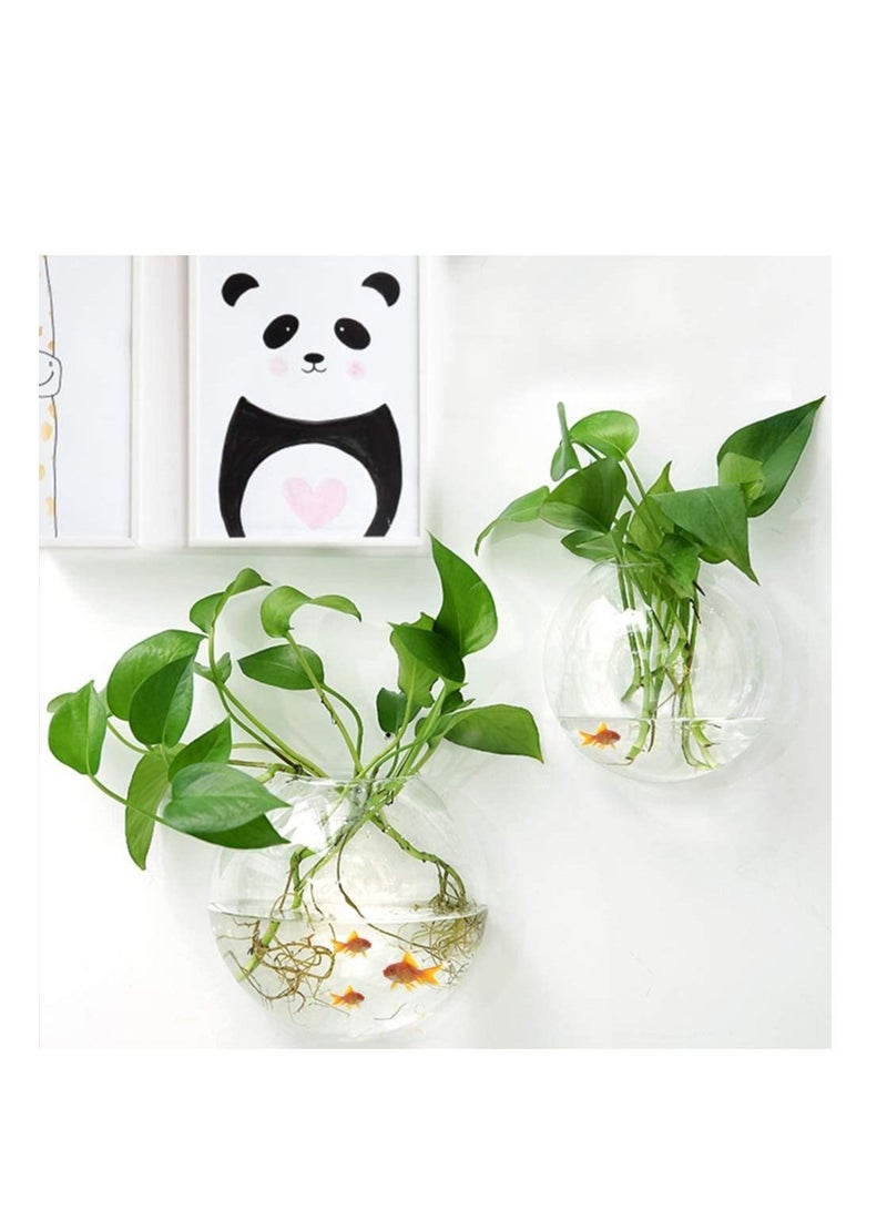 2Pc Clear Acrylic Hanging Wall Mounted Fish Bowls Perfect for Aquarium Plants and Fishes