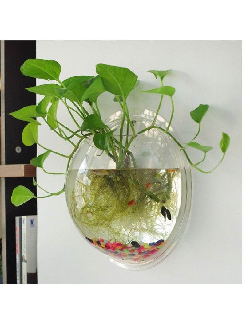 2Pc Clear Acrylic Hanging Wall Mounted Fish Bowls Perfect for Aquarium Plants and Fishes