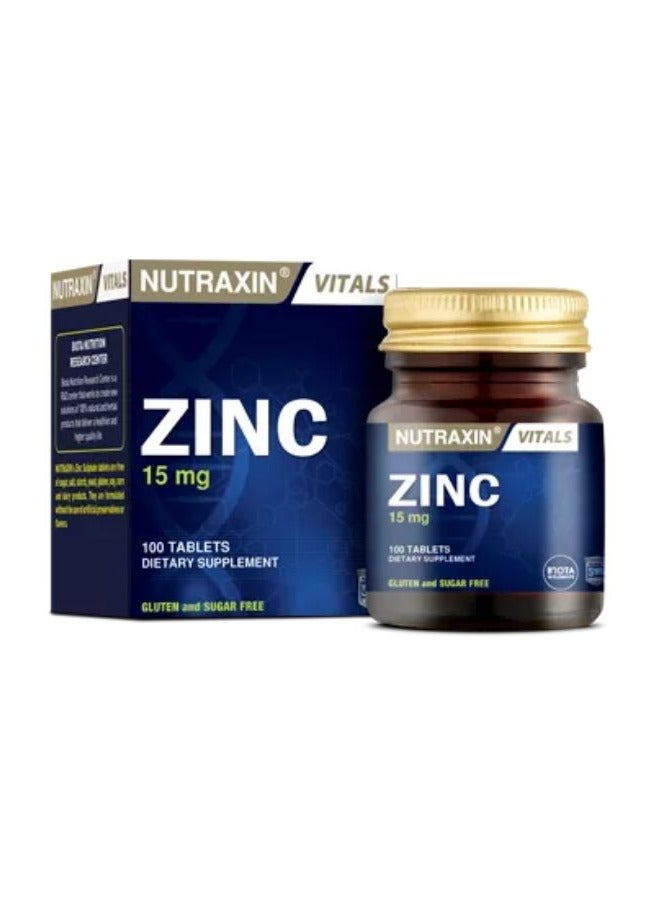 NUTRAXIN VITALS Zinc Sulphate 15mg 100tablets