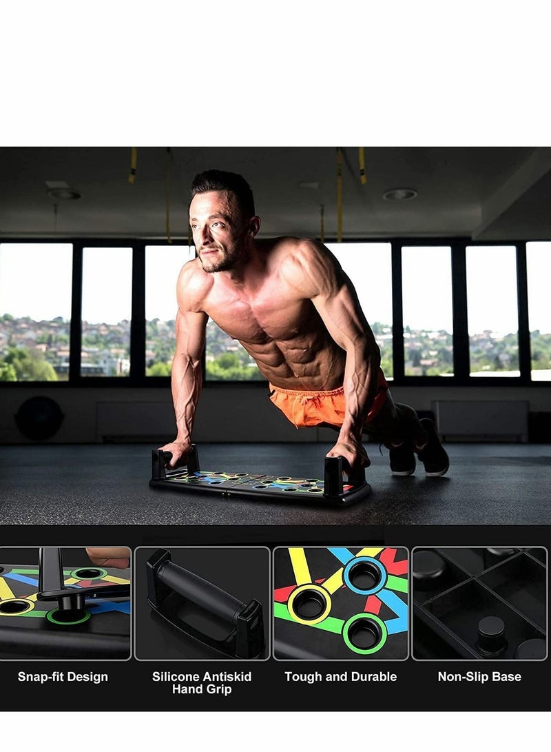 Fitness Portable Push Up Board System, 14 in 1 Body Building Exercise Tools Workout Stands, Training System for Men Women (Black)