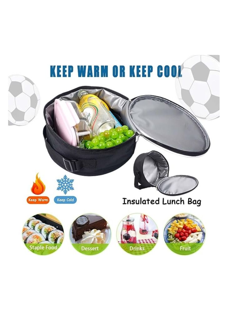 Men Women Cooler Lunch Bag Football Soccer Pattern Kids Portable Thermal Food Picnic Bags for School Girls Boys Lunch Box Tote
