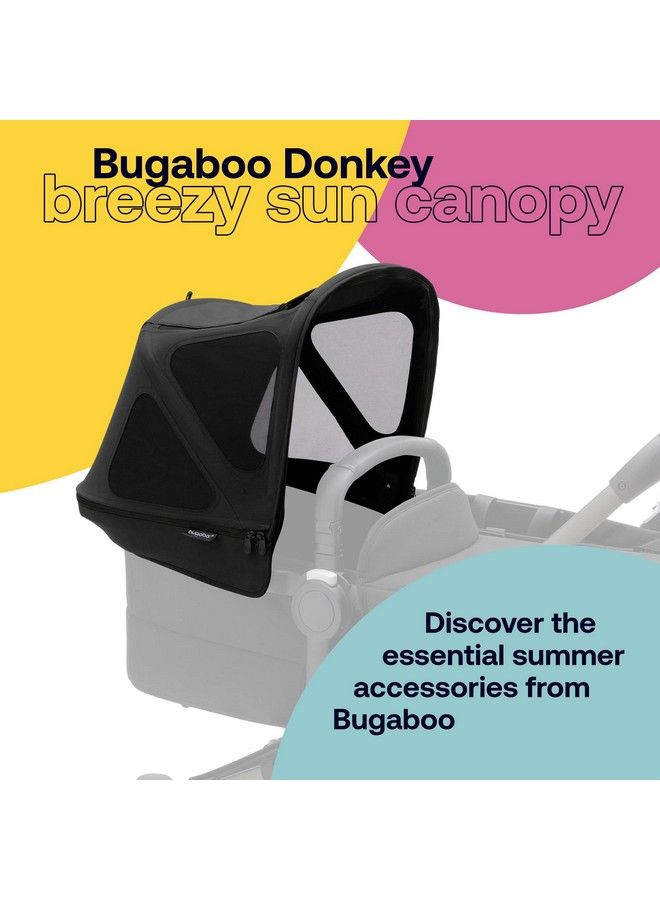 Donkey Breezy Sun Canopy Stroller Accessory With Upf 50+ Sun Protection And Ventilation Panels Midnight Black