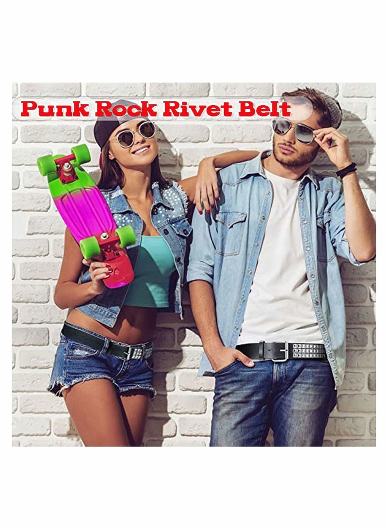 Metal Punk Rock Style Belt with Rivet for Women Men Black/Silver