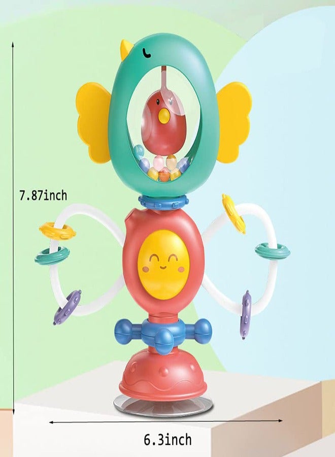 Baby Toys, High Chair Suction Cup Rattle Toys for Sensory Play | Suitable for Boys & Girls Ages 3 Months+ | Color: Blue