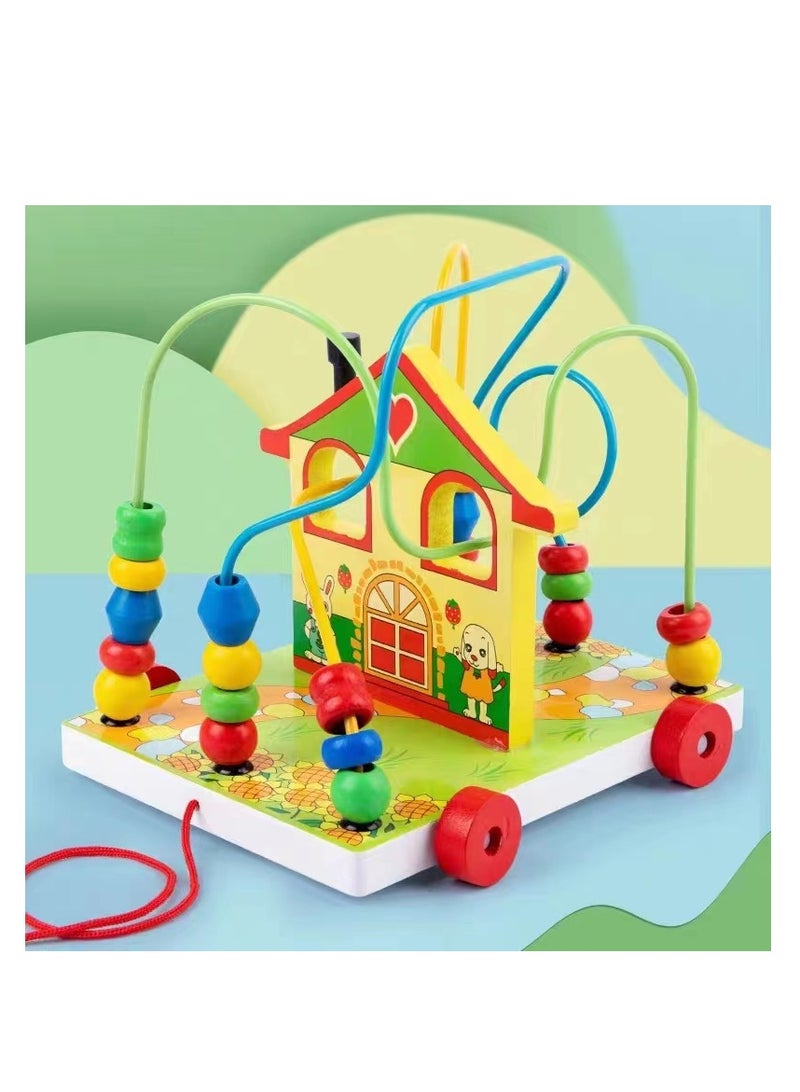 Factory Price Multifunctional Bead Winding Pull Along Toy - House