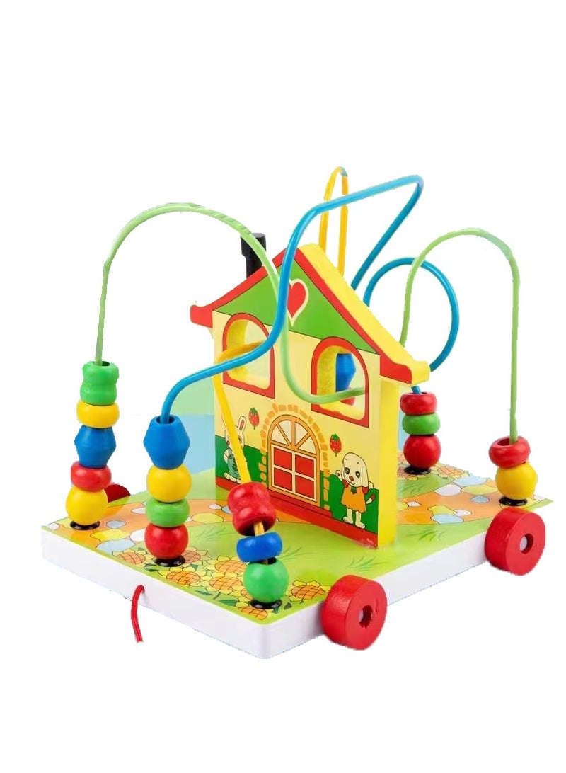 Factory Price Multifunctional Bead Winding Pull Along Toy - House