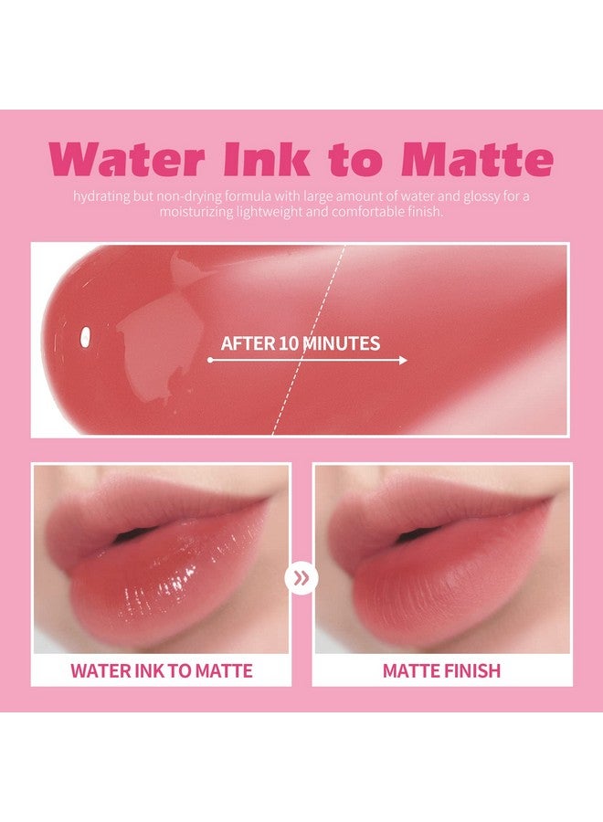 Water Gel Lip Tint 6 Colors Set Highly Pigmented Long Lasting Moisturizing Glossy Lip Stains Hydrate Lightweight Lip Gloss Makeup