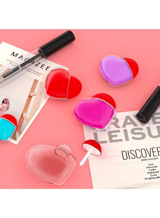 20 Pieces Refillable Lip Gloss Wand Tubes 5Ml Empty Funny Heart Shaped Lip Balm Tube With Brush Tip Applicator Small Lip Glaze Oil Sample Vials Container Holder For Women Girl Diy Cosmetics