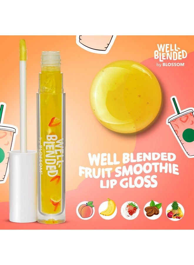 Well Blended Moisturizing Lip Care Fruit Flavored Smoothie Inspired Hydrating Lip Gloss With Wand Applicator 0.10 Fl Oz Bananaberry Bomb